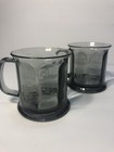 Hereford Beef Co  Etched Smokey Quartz Glass Coffee Mugs  2  Barware Steakhouse