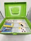 Vintage Retro Wilson Wil-hold Green Apple Plastic Sewing Box 2 Trays   Notions