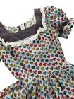 Vtg Square Dance Dress Ruffle Country Folk Hearts Rockabilly Full Circle Western