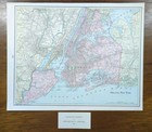 Vintage 1901 Greater New York Map 14 x11  Old Antique Original Manhattan Long Is