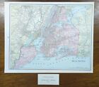 Vintage 1901 Greater New York Map 14 x11  Old Antique Original Manhattan Queens