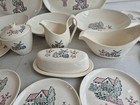 Vintage Dinnerware Set Made In America Hand Decorated Wind Mill country House   