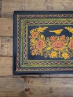 Vintage Hand-painted Black Lacquer Wooden Tray Floral - Russian