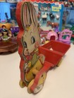 Vintage 1940 Fisher-price Cotton Tail Cart Wooden Pull Toy  525 Rare