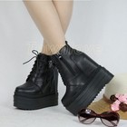 13cm Hidden Wedge Heels Womens Thicken Soled Platform Ankle Boots Lace Up Zipper