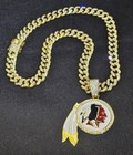Washington Redskins Commanders Throwback Chain Iced Out Crystal 24  Necklace