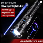 1000000lm Tactical Led Flashlight Usb Rechargeable Zoomable Outdoor Torch Cob
