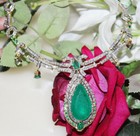 Victorian Big Pear Green Lab Created Emerald Antique Women s Wedding Necklace