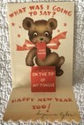 Vintage Christmas Bear Tip Of Tongue Going To Say Greeting Card 1930s 1940s