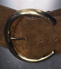 Vintage Brown Wide Leather Waist Belt Gold Buckle 3inches Wide