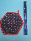 Vintage Home Made Sewn Pot Holder Flowers Quilt Red Blue