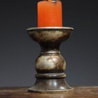 4  Chinese Buddhism Pure Copper Gilt Silver Fine Carving Candlestick Statue