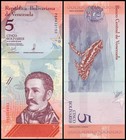 Venezuela 5 Bolivar Soberano  2018  P-102a  Unc X 100 Pcs Bundle Pack