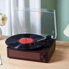 Portable Gramophone Vinyl Record Player Vintage Classic Turntable 3 Speed -brown