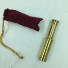 Nautical 4  Solid Brass Compact Retractable Functional Telescope W  Cloth Bag