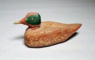 Antique 4  Hand Painted Wooden Duck Carved Details Folk Art