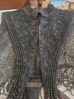 Vtg  Antique Victorian Black Beaded Silk Mourning Dress Collar Cape Necklace