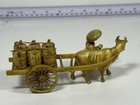 Antique Japanese Celluloid Ox Cart W Barrels Asian Miniature Figural Figurine