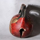 Antique Japanese Buddhist Mokugyo Temple Wood Block Drum Fish Motif Red 22cm