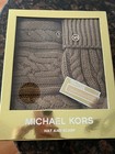 New  98 Authentic Michael Kors 2-pc Gift Set Cableknit Hat   Scarf Brown