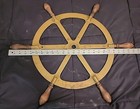 Vintage Solid Brass 24  Wood 6 Handles Ships Wheel