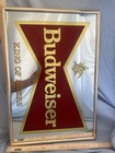 Budweiser King Of Beers 24 X 17 Man Cave   Game Room Mirror W red   Gold Letters