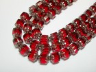 25 Red With Silver Cathedral Czech Glass 6mm Beads