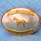 Western Horse Trophy Belt Buckle Cowboy Cowgirl Award Nickel Silver Vtg   gmp097
