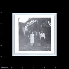 Old Vintage Square Photo Men Women Group People In Yard By House Snapshot