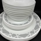 Corelle Classic 24 Piece Dinnerware Modena 8-place Setting Gray White Dishes Cho