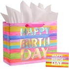 13  Large Birthday Gift Bag With Tissue Paper And Colorful Happy Birthday
