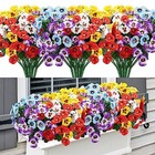  12 Bundles Artificial Flowers Pansy  11 7in Outdoor Uv Resistant Mixed Color