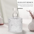Glass Soap Dispenser With Pump Refillable 14 Ounce Floral Rose Design Thick