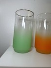 4 Vintage Libbey Blendo Frosted Tumblers With Gold Rim    Mid-century Modern Glass