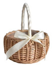 Hand-woven Wicker Flower Girl Basket With Handle     Wedding Or Home Decor