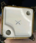Set 2 Meissen 19th C  Porcelain 6  Urn Vase Bronze Footed - Cobalt Blue   Gold 