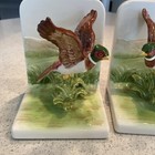 Beautiful Vintage Unique Hand Painted Pheasant Ceramic Bookends