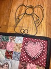 Vtg Handmade Primitive Country Angels Quilted Wall Hanging W hanger 17  X 23 