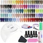 60 Pcs Gel Nail Polish Kit With Uv Light - 55 Colors  Base   Top Coat  Manicure
