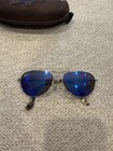 Maui Jim Baby Beach Mj-8h Aviator Sunglasses Silver blue Mirrored W case