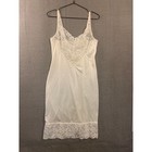 Vintage Full Slip Lingerie Women 14 5 Ivory Excellent Floral Lace Trim Usa Made