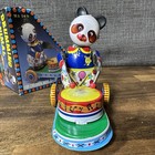Vintage Tin Wind-up Toy Panda Bear Playing A Drum Works   Key With Original Box
