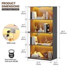 Guexl Display Cabinet With Glass Doors- 4-tier Curio Cabinet With 3 Color Lights