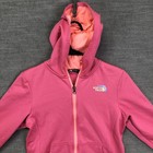 The North Face Hoodie Girls L 14 16 Pink Full Zip Fleece Logo Sweatshirt