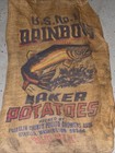 Vtg Rainbow Trout Baker Washington Potatoes Burlap Bag 100 Lbs Gunny Sack Rare