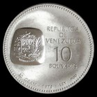 1973 Silver Venezuela 10 Bolivares Simon Bolivar Very Choice Mint State