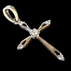 Vintage Diamond 10k Gold  Children   s Cross Pendant Baptism Communion Gift Retro
