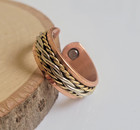 Solid Pure Copper Magnetic Ring Men Women Arthritis Adjustable Ring - Tri Tone