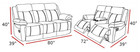 New Power Recliner Gray 2pc Sofa Loveseat Leather Set W  Led   4 Cupholder