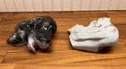 Vintage Dog Face Ceramic Wall Pocket Vase Made In Japan Set Of 2 Black    White